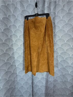 Cedars Vintage Suede Wrap Midi Skirt